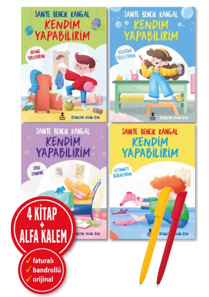 Alfa Kalem+ Saniye Bencik Kangal 4 Kitap (Kendim Yapabilirim Oda Giyinme Duş Uyku) Yeni Çocuk