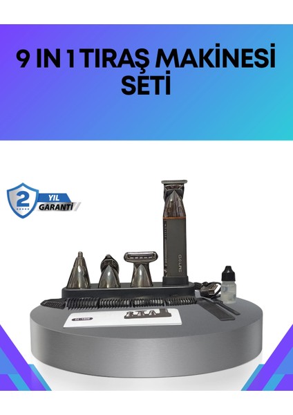 Çok Fonksiyonlu 9’u 1 Arada Tıraş Makinesi Şarjlı Saç Sakal Düzeltici