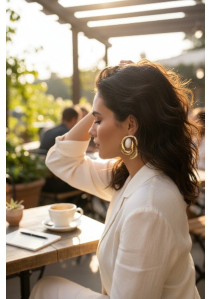 Spiral Tasarım Altın Rengi Küpe