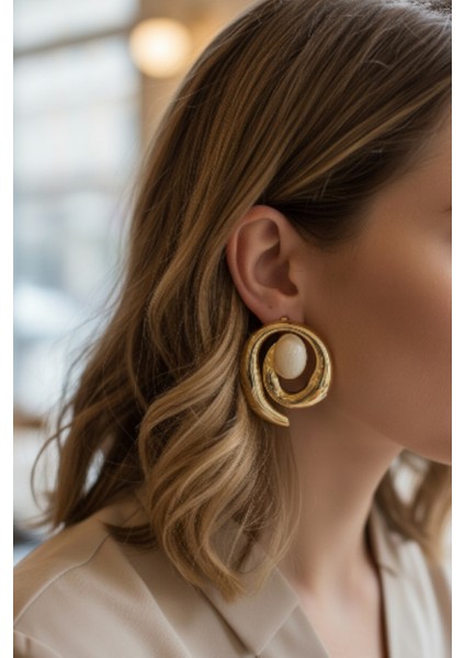 Spiral Tasarım Altın Rengi Küpe fiyatları