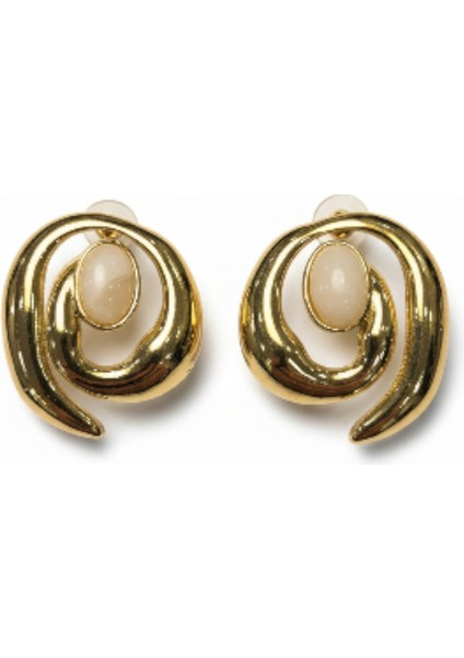 Spiral Tasarım Altın Rengi Küpe