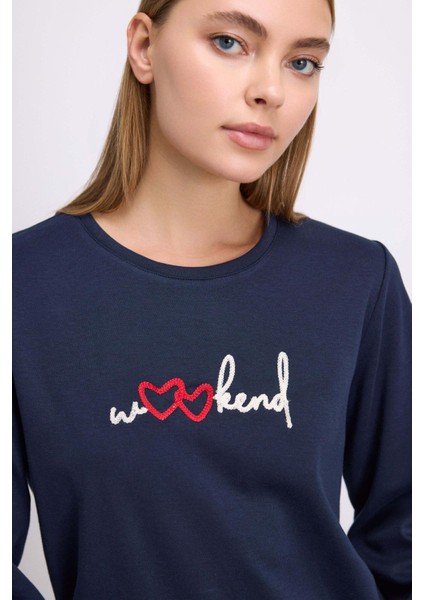 Rahat ve Şık %100 Pamuklu Uzun Kol Sweatshirt ve Ekose Pantolon Pijama Takımı modelleri