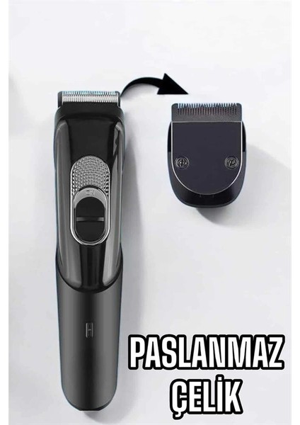 Saç Sakal Vücut Şarjlı Tıraş Makinesi Profesyonel Paslanmaz Çelik