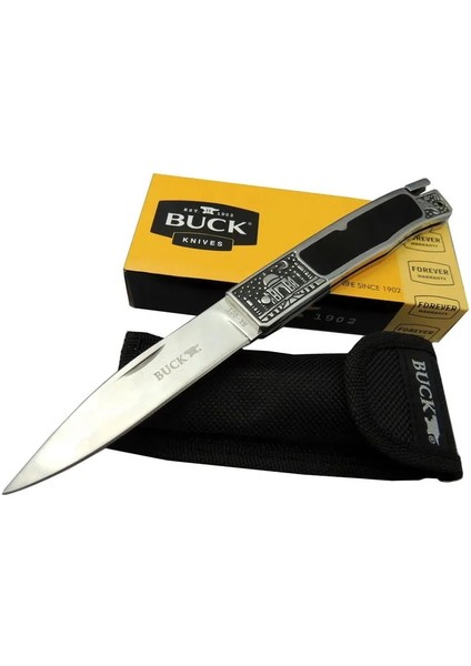 Lounge Buck Knives BK-001BRV Kamp 23 cm - Metal Işlemeli Sap, Kılıflı