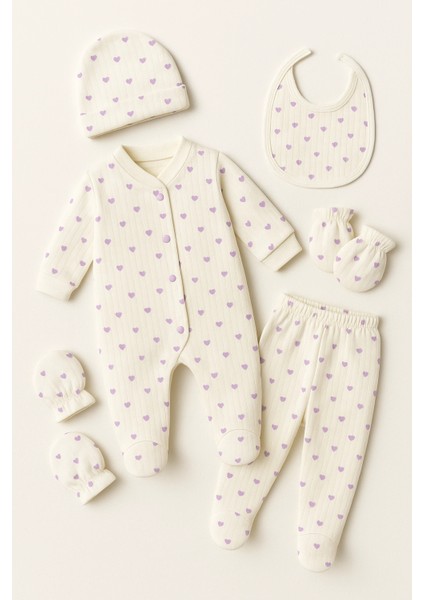 Minik Kalpler Sevimli Yenidoğan 5 Parça Hastane Çıkışı Seti - Yumuşacık Pamuklu Zıbın Takımı