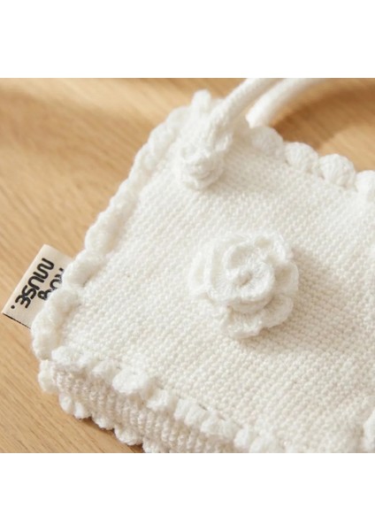 El Örgüsü Kız Çocuk El Çantası - Snowy Rose - 3D Güllü - Beyaz fiyatları