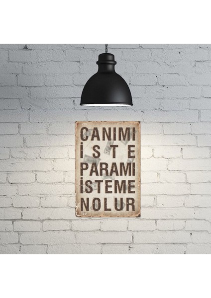 Canımı Iste Paramı Isteme Yazılı Retro Ahşap Poster 18*27 cm