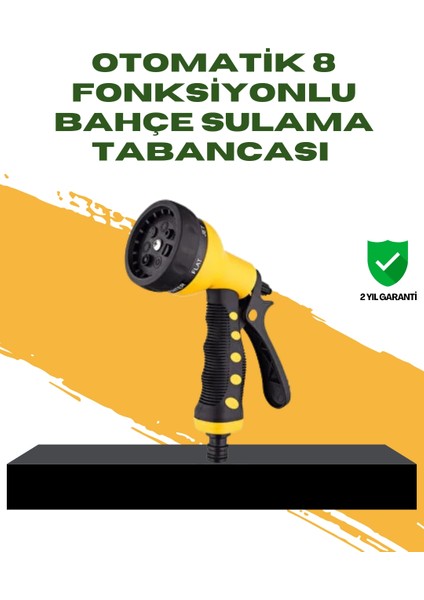Bahçe Sulama Tabancası Hortum Ucu 8 Fonksiyonlu Ayarlanabilir