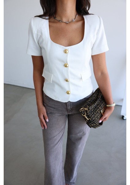 Ö.ö Omuzu Vatkalı Gold Düğmeli Ceket indirimleri