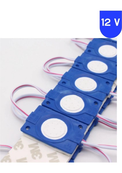 12 Volt 2.4 Watt Kare Mavi Cob LED Modül IP65 10 Adet Modül