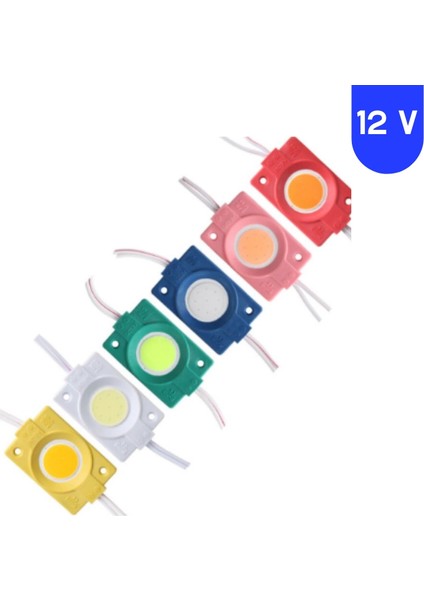 12 Volt 2.4 Watt Kare Sarı - Amber Cob LED Modül IP65 10 Adet Modül fiyatları