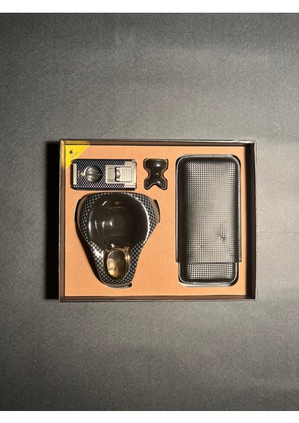 4'lü Puro Seti - Çakmak & Kesici & Kılıf & Küllük & Tutucu