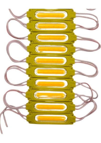 12 Volt 2 Watt Sarı - Amber Cob LED Modül IP65 10 Adet Modül