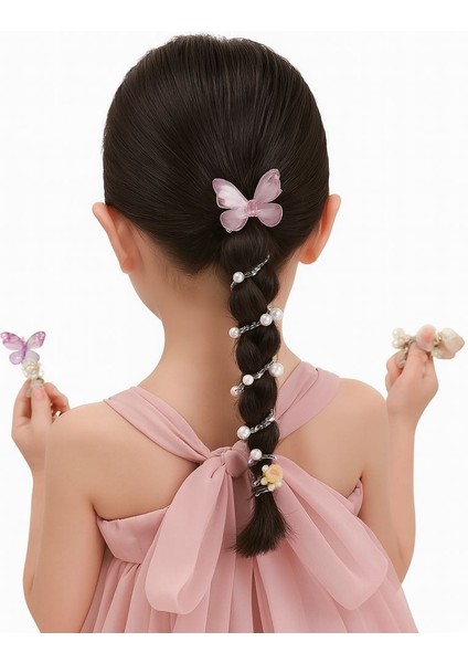 Kelebek Inci Detaylı Asansörlü Mor Toka