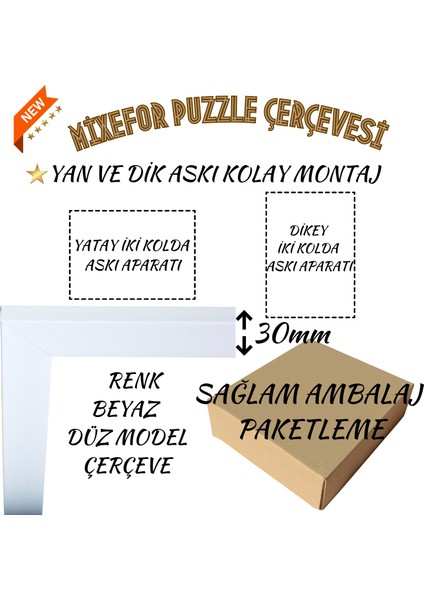 1500 Parça Puzzle Çerçevesi Renk Beyaz 85CM x 60CM modelleri