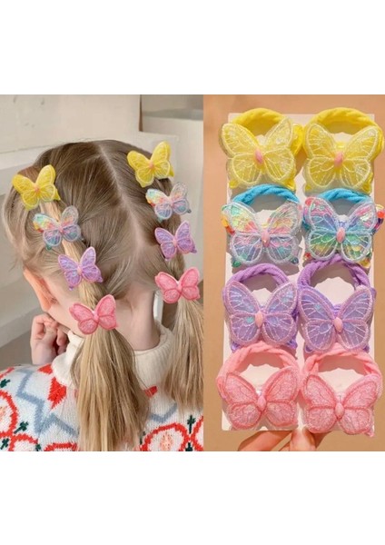 Kız Çoçuk Işıltılı Kelebek Saç Tokası - Yumuşak Lastik 2'li Set fiyatları