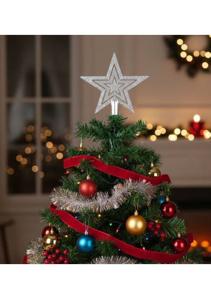 Yılbaşı Ağacı Tepelik Yıldız – Gold / Gümüş / Kırmızı