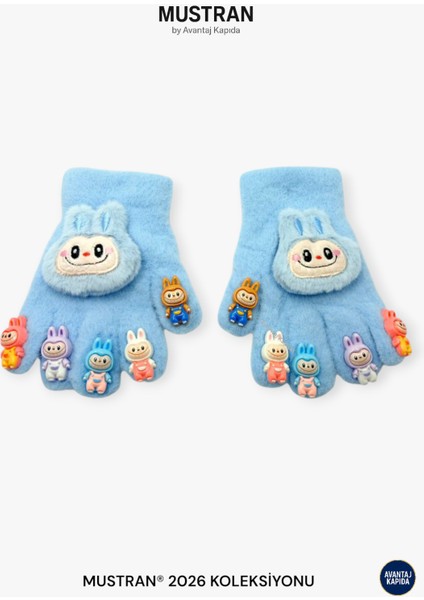 Çocuk Karakter Figürlü Peluş Triko Eldiven | 4-14 Yaş Esnek Kumaşlı Sıcak Tutucu Kışlık