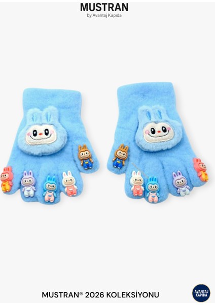 Çocuk Karakter Figürlü Peluş Triko Eldiven | 4-14 Yaş Esnek Kumaşlı Sıcak Tutucu Kışlık