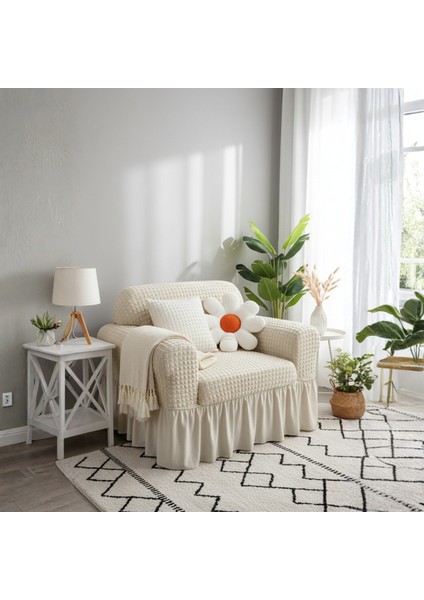 Bürümcük Tek Kişilik Koltuk Kılıfı, Berjer Örtüsü, Lastikli, Esnek, Etekli (1 Adet)