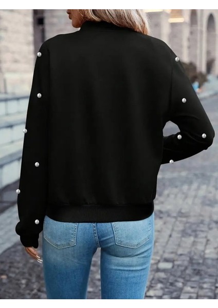 Cottonlab Kadın Uzun Kollu Önden Fermuarlı Incili Kısa Modal Ceket fırsatları