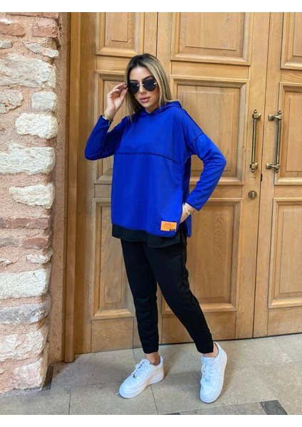 Cottonlab Kadın Kapşonlu Etek Ucu Detay Armalı Ters Dikiş Gorunumlu Ikili Takım fiyatları