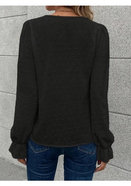 Cottonlab Kadın Uzun Kollu V Yakalı Önden Düğmeli Bluz fırsatları