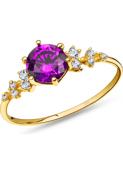 14 Ayar Altın Minimal Ametist Yüzük fırsatları