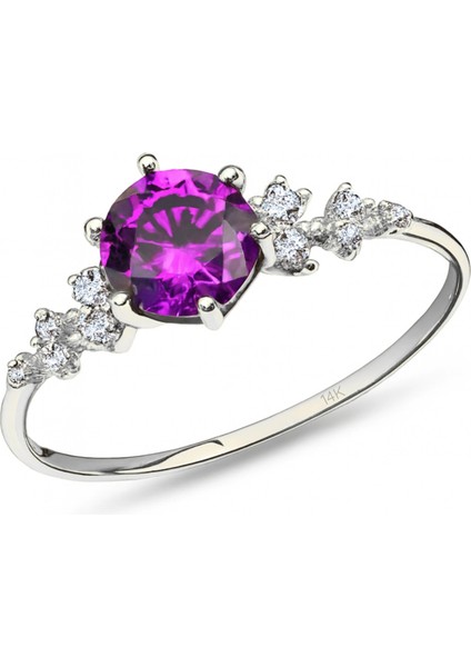 14 Ayar Altın Minimal Ametist Yüzük indirimleri