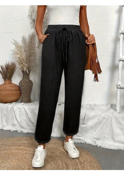 Cottonlab Kadın Yüksek Bel Lastikli Belde Bağcık Detaylı Aerobin Pantolon fiyatları