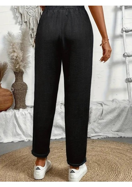 Cottonlab Kadın Yüksek Bel Lastikli Belde Bağcık Detaylı Aerobin Pantolon modelleri