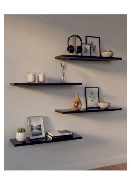 Duvar Rafı Uçan Raf Gizli Raf Ahşap Duvar Rafı Siyah Mermer Desen (15X55 cm 1 Adet + Montaj Aparatı) fırsatları
