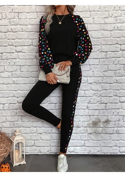 Cottonlab Kadın Uzun Kollu Bisiklet Yaka Desenli Viskon Iki Iplik Bluz ve Pantolon Ikili Takım fiyatları