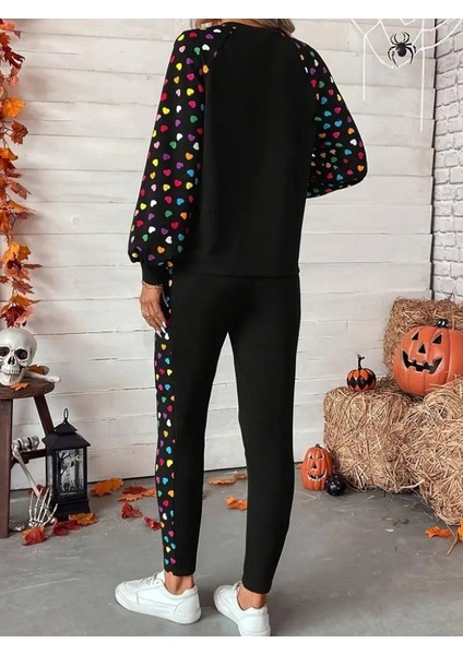 Cottonlab Kadın Uzun Kollu Bisiklet Yaka Desenli Viskon Iki Iplik Bluz ve Pantolon Ikili Takım modelleri