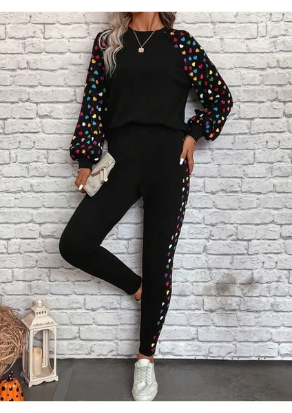 Cottonlab Kadın Uzun Kollu Bisiklet Yaka Desenli Viskon Iki Iplik Bluz ve Pantolon Ikili Takım fırsatları