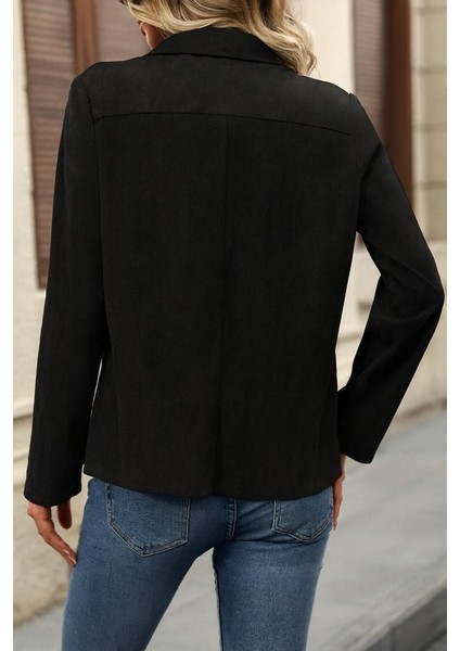 Cottonlab Kadın Uzun Kollu Önü Açık Yakalı Süet Ceket modelleri