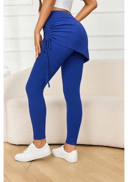 Cottonlab Kadın Yüksek Bel Yandan Büzgülü Alttan Uzun Kaşkorse Tayt Etek modelleri