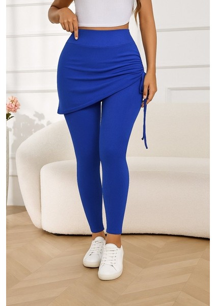 Cottonlab Kadın Yüksek Bel Yandan Büzgülü Alttan Uzun Kaşkorse Tayt Etek indirimleri