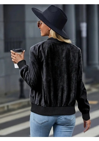 Cottonlab Kadın Uzun Kollu Önden Fermuarlı Süet Ceket modelleri