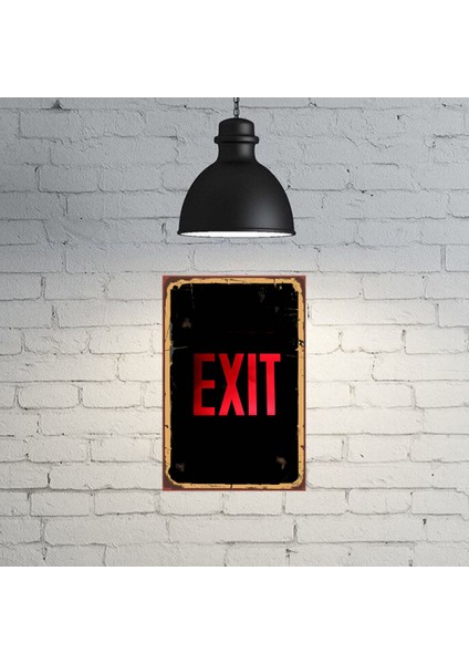 Exıt Yazılı Retro Ahşap Poster 18*27 cm