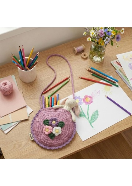 El Örgüsü Kız Çocuk Omuz Çantası - Rosy Garden - Yaprak Askılı - Gül Kurusu indirimleri