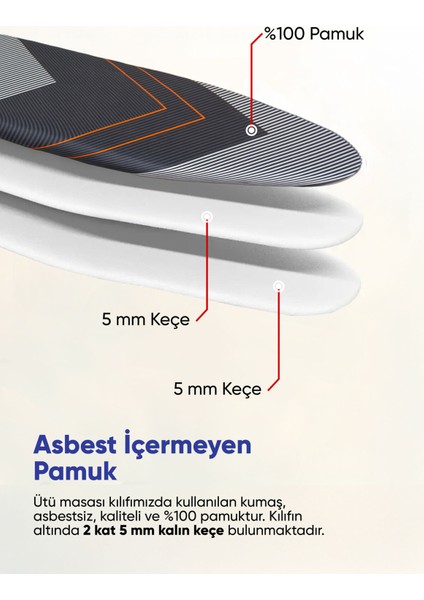 Kalp V Motif Çift Kat Keçe ve Süngerli Isıya Dayanıklı Ütü Masası Kılıfı fiyatları