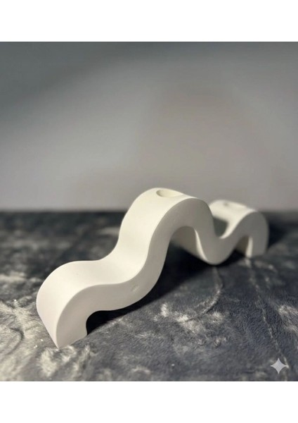 Modern 3'lü Şamdan Beyaz Vernikli