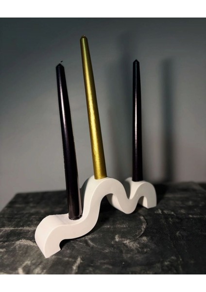 Modern 3'lü Şamdan Beyaz Vernikli fiyatları