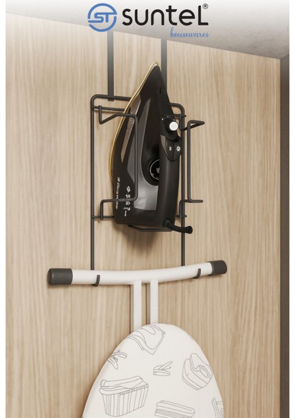 Pratik Kapı Arkası Geçmeli Ütü ve Ütü Masası Rafı Organizer Stand