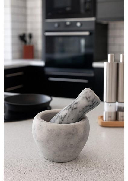 Doğal Desenli Yekpare Mermer Oyma Havan Beyaz Renkli Düz Model fiyatları