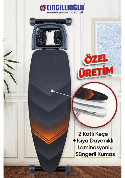Titanic Black Ergonomik Ütü Masası ve Lale Motifli Ütü Park Yeri