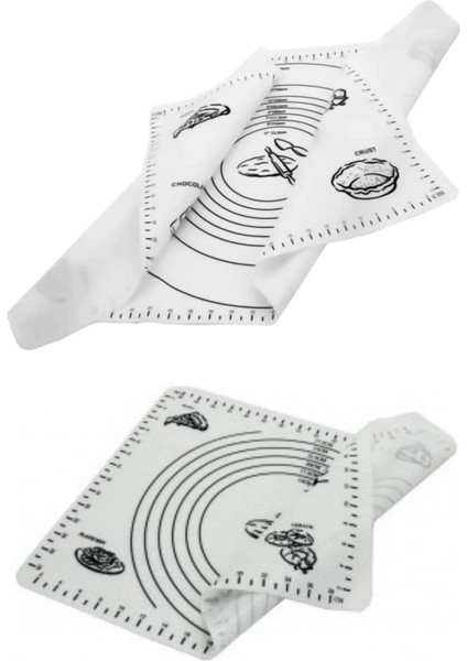 Beyaz 45X65 cm Silikon Hamur Açma Matı, Çelik Un Eleği ve Hamur Dinlendirme Poşeti 8 Li fiyatları