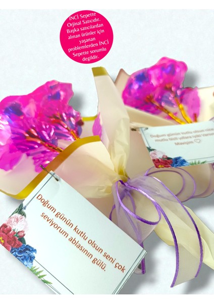 Sonsuzluk Gülü Buketi Hediye Paketli Notlu Özel Set Hologrofik Gül Hediye Paketi, Not Yazılabilir fiyatları