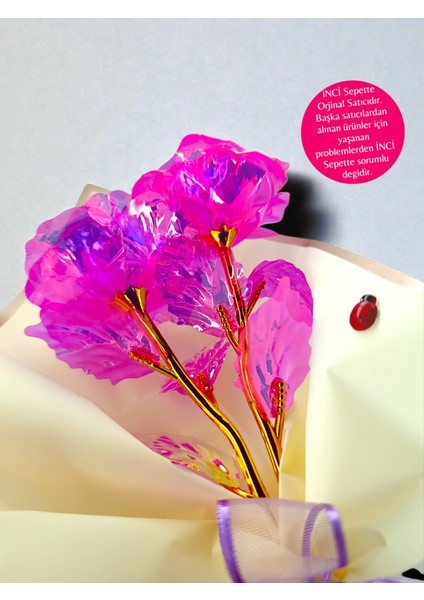 Sonsuzluk Gülü Buketi Hediye Paketli Notlu Özel Set Hologrofik Gül Hediye Paketi, Not Yazılabilir fırsatları